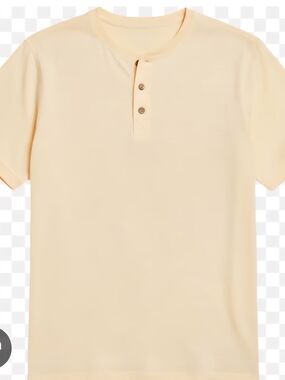 The Normal Brand Men's Short Sleeve Henley in Pale Peach
